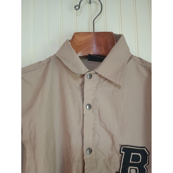 Red Ape Other - Red Ape Mens Tan Khaki Long Sleeve Button Down Shirt Varsity Patch Size Large